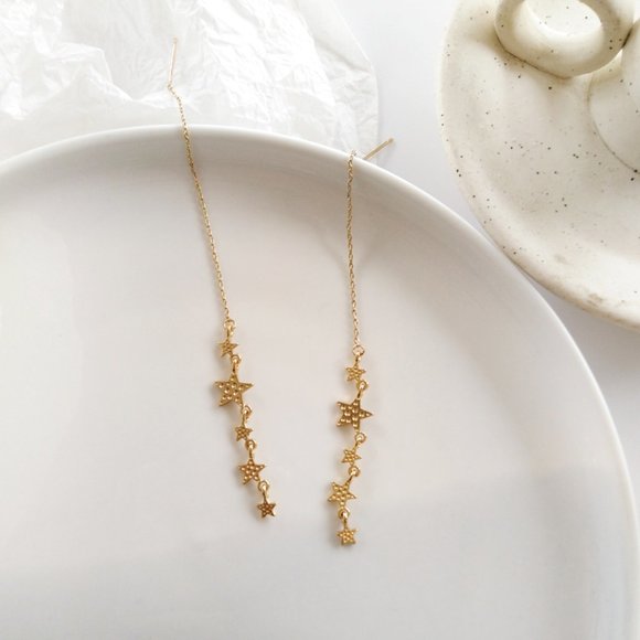 💙LAST ONE 💖Stars Drop Threader Earrings - Picture 2 of 9
